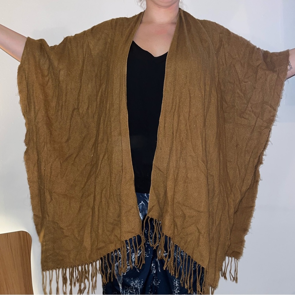 Brown Fringe Shawl